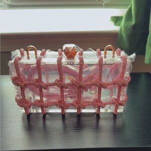 Elegant Pink Beaded Storage Box